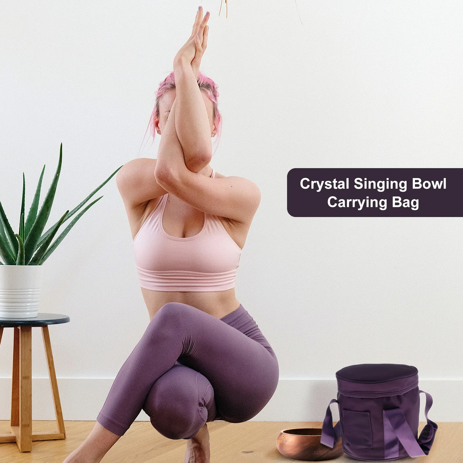 Cotton crystal singing bowl carry bag with handle showing multiple sizes for 8-14 inch bowls.