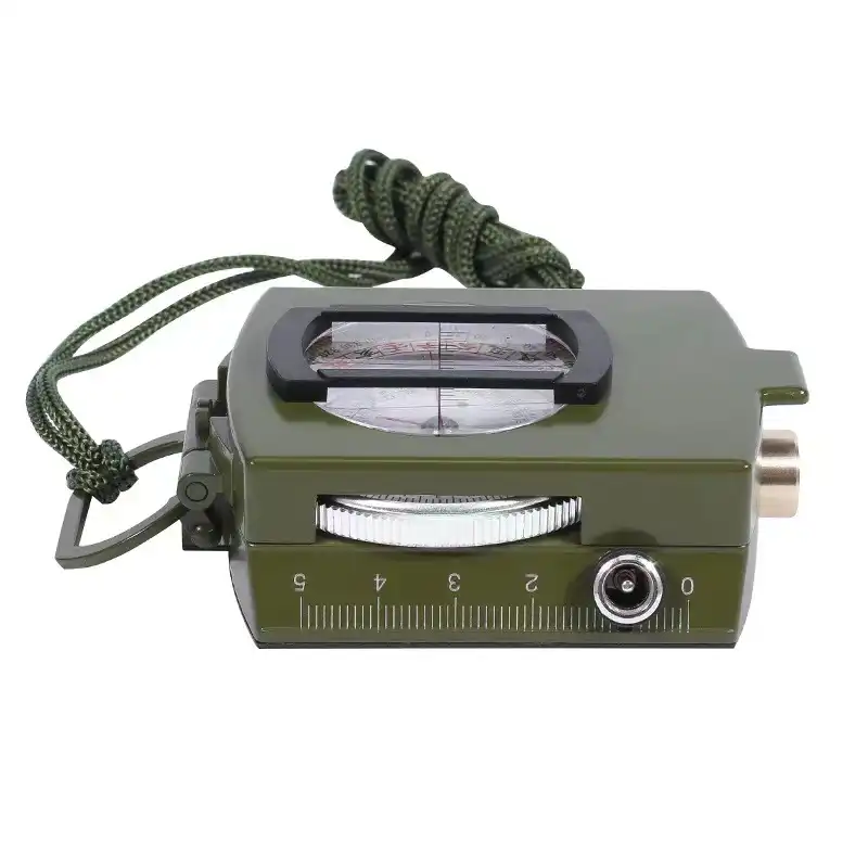 Close-up view of automatic positioning feature on digital feng shui compass with 24 mountain markings.