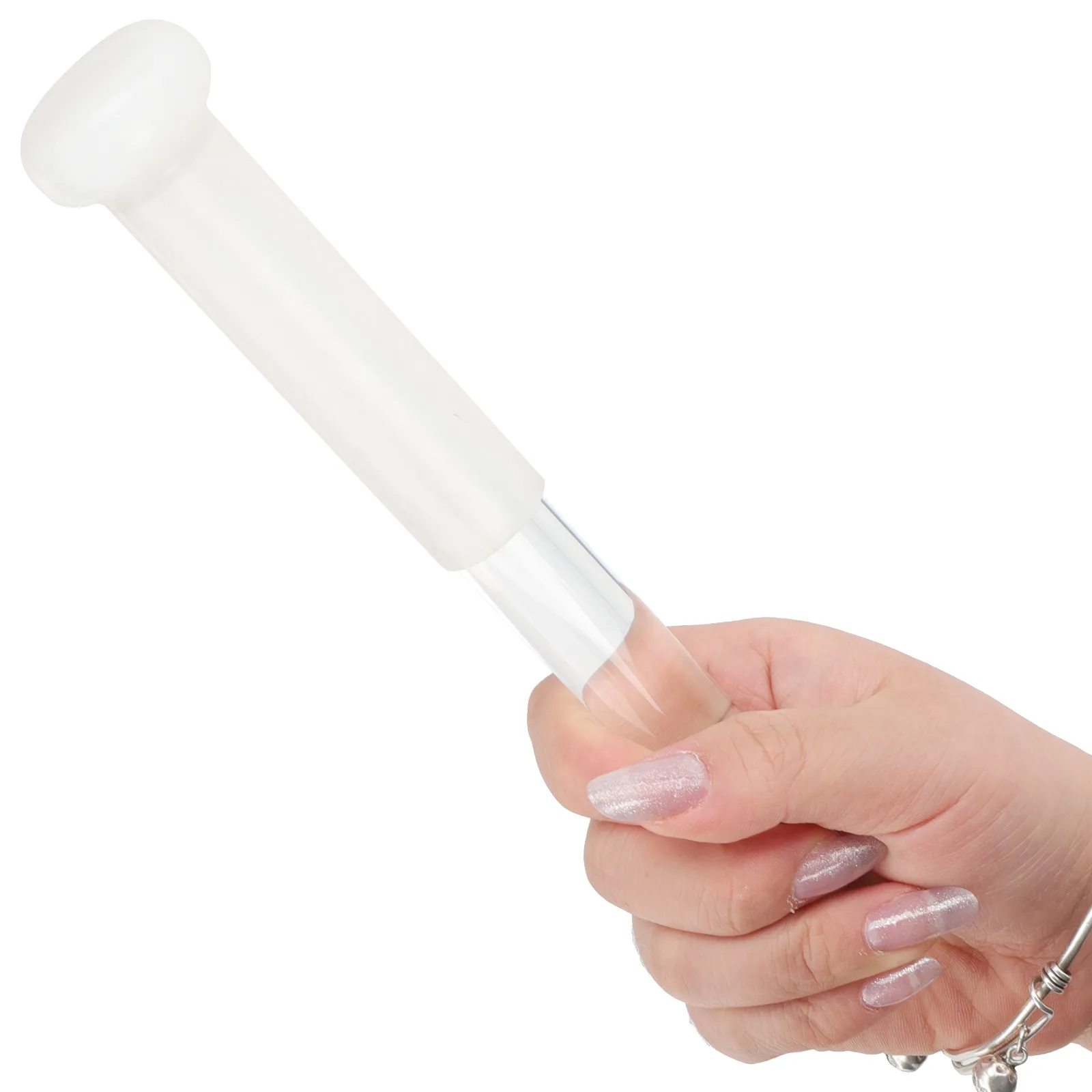 Close-up of smooth polished acrylic mallet head showing premium construction and clear finish.