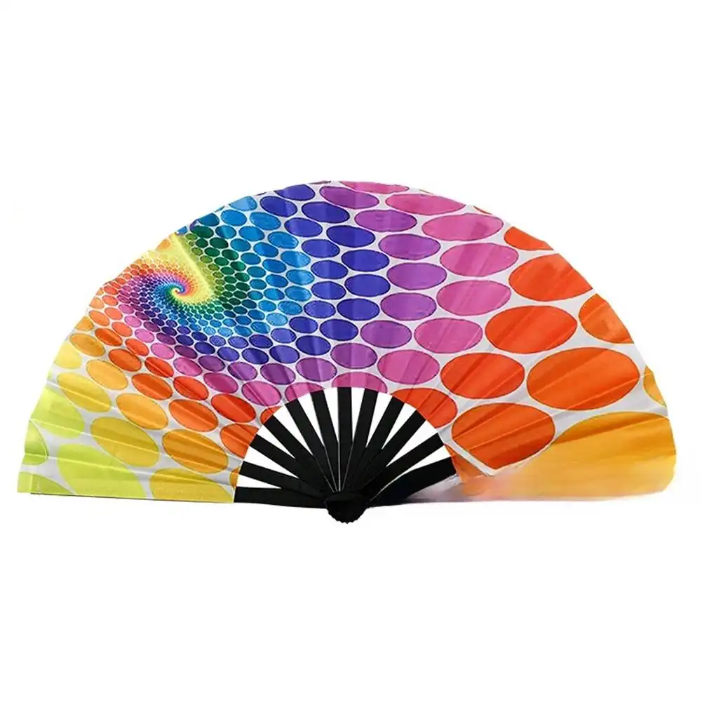 Person carrying folded fan in pocket demonstrating portable convenience and space saving compact design benefits.