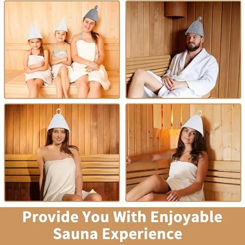 Premium felt sauna hat displayed on white background showing unisex design and quality construction.
