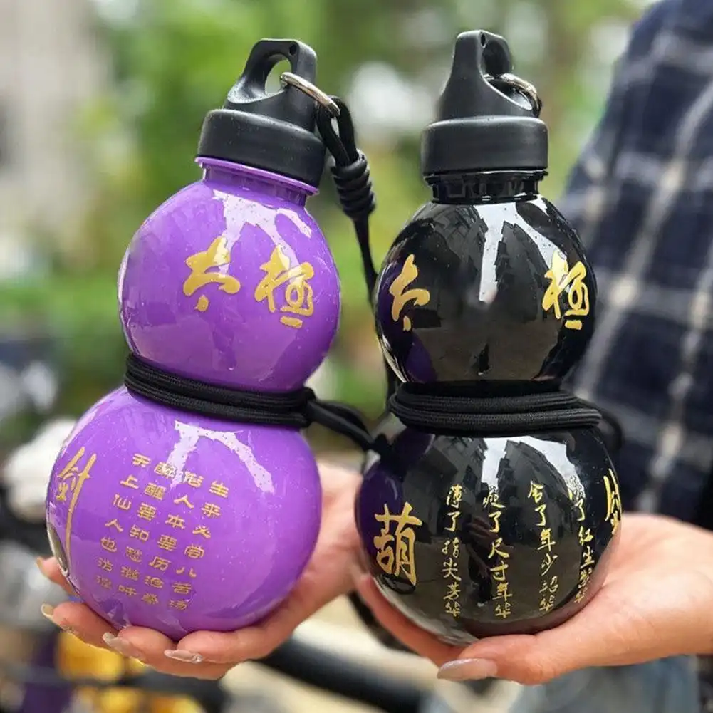 Journey to the West inspired water bottle with golden cudgel themed decorative elements attached.