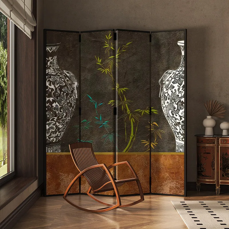 3-panel room divider fully extended showing 70cm x 210cm dimensions in living room setting.