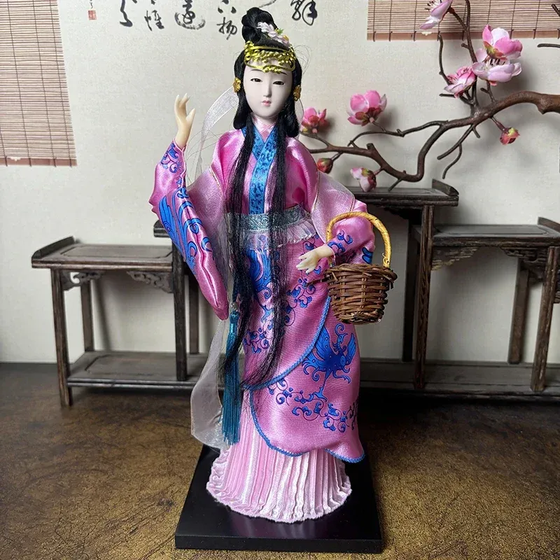 Multiple angle view of porcelain opera doll showcasing 360-degree craftsmanship.