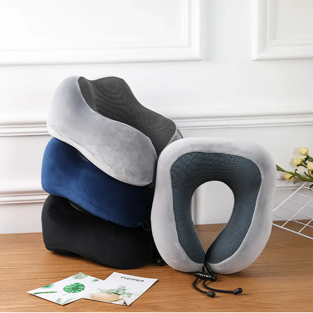Person using travel pillow in train seat showing versatile application for various transportation.