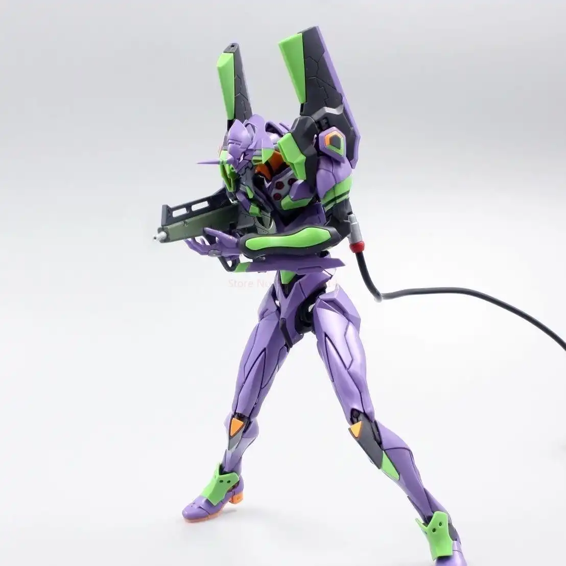 1:144 Evangelion 01 mecha kit, displayed assembled on stand..