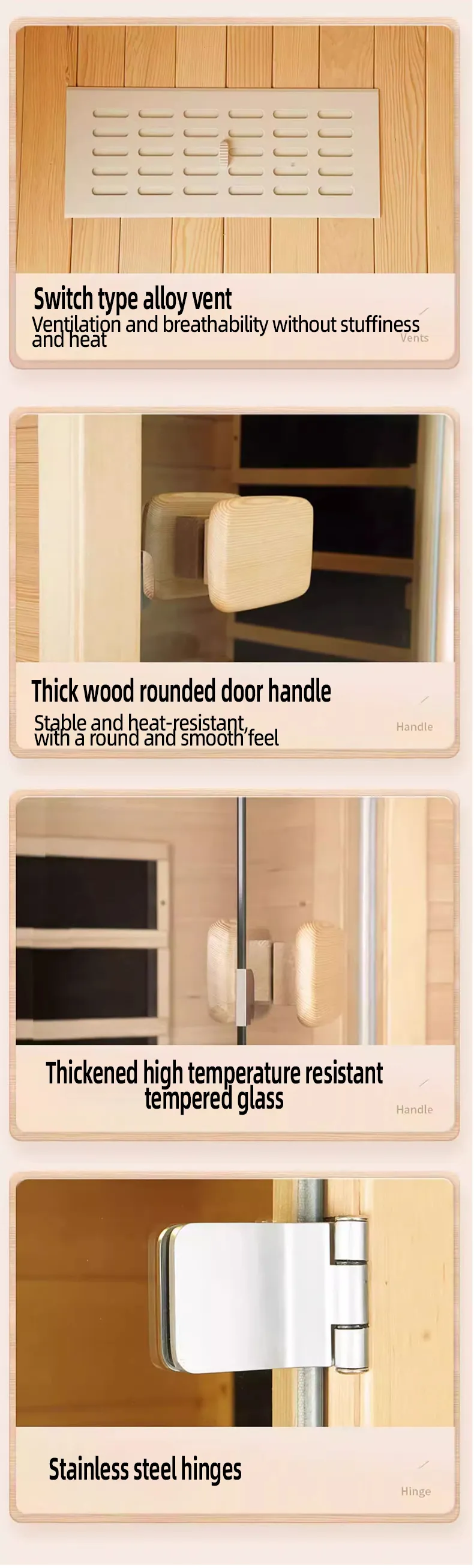 LED accent lighting system providing gentle ambient illumination inside sauna cabin.