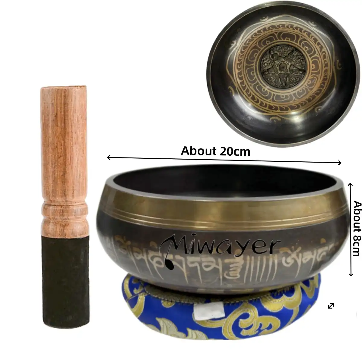 Handcrafted Tibetan singing bowl with traditional engravings and brass finish for meditation practice.
