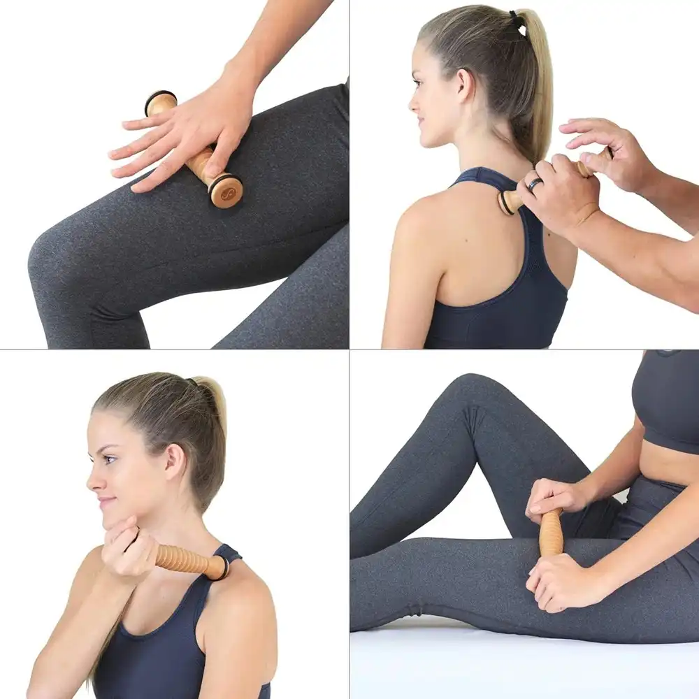 Foot roller with protrusions for acupressure, close-up shot..
