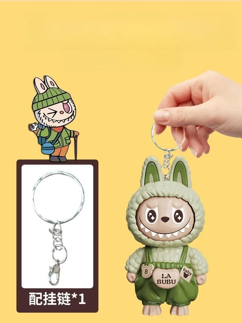Stress relief demonstration with hands pressing Labu face changing doll for relaxation and fidget therapy