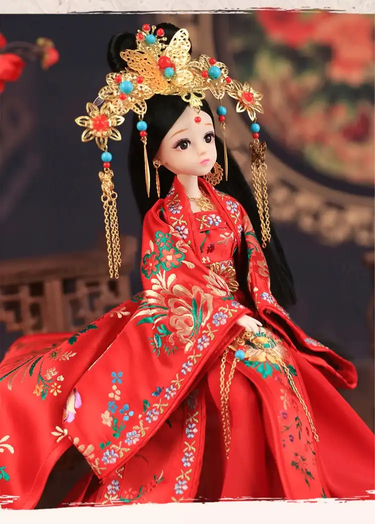 Close up of hanfu costume sleeves showing flowing fabric and traditional Chinese styling.