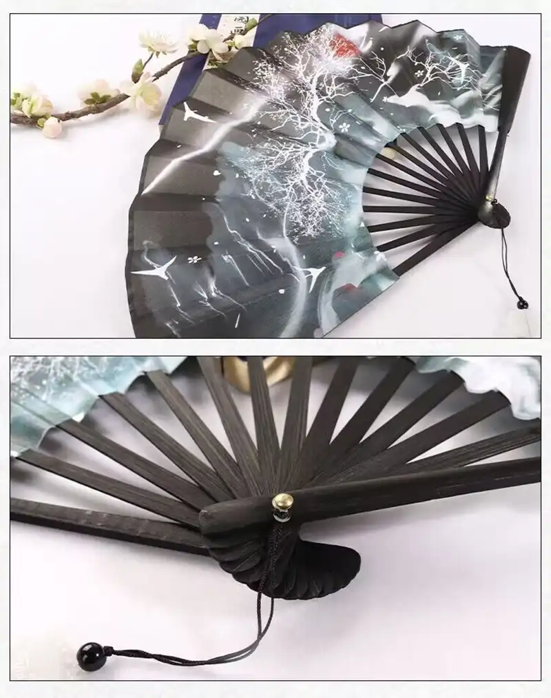 Chinese folding fan in home decor setting as wall decoration displaying cultural elegance.