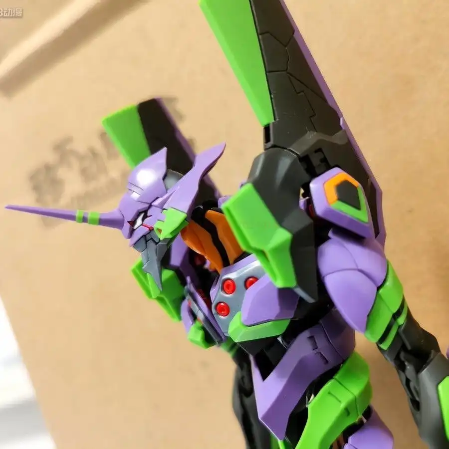 Bandai Eva-01 model kit, close-up of head and torso parts..