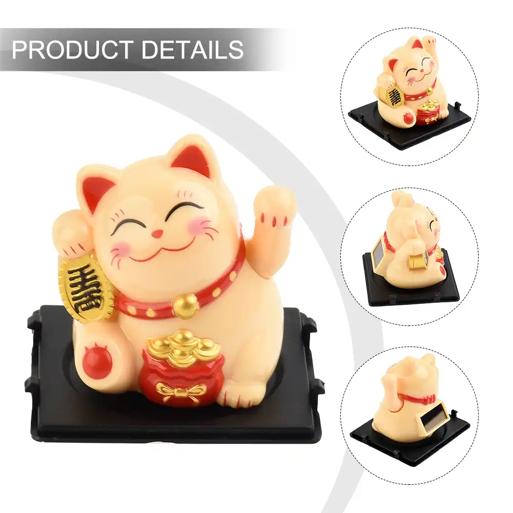 Solar powered waving cat suitable for gift giving on special occasions.
