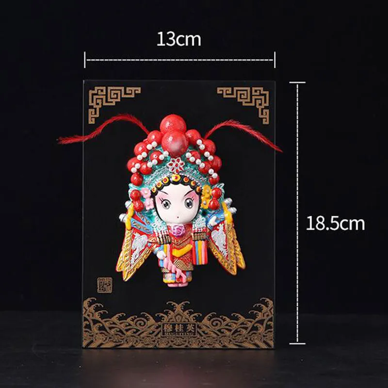 Business gift presentation of Chinese opera face changing ornament in elegant packaging.