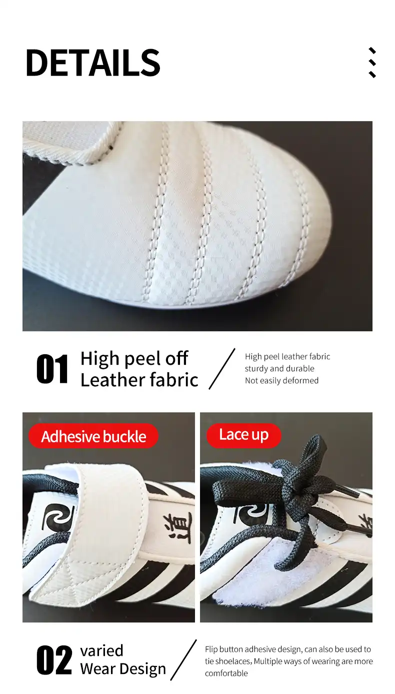 Close-up view of kung fu shoe flexible sole design showing grip pattern and construction.