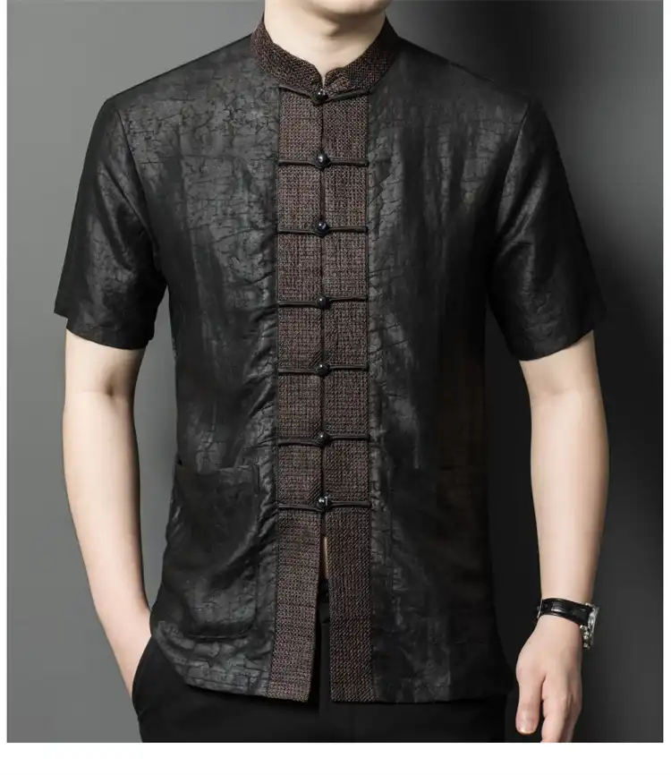 Size chart demonstration of Tang costume shirt fit from Medium to XXXL sizing.