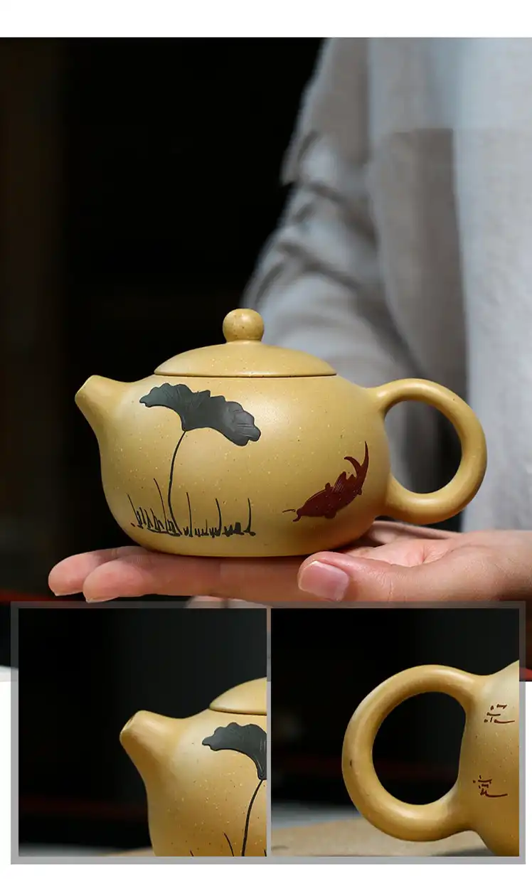 Traditional beauty design elements of authentic Xi Shi Yixing teapot with fluid proportions.