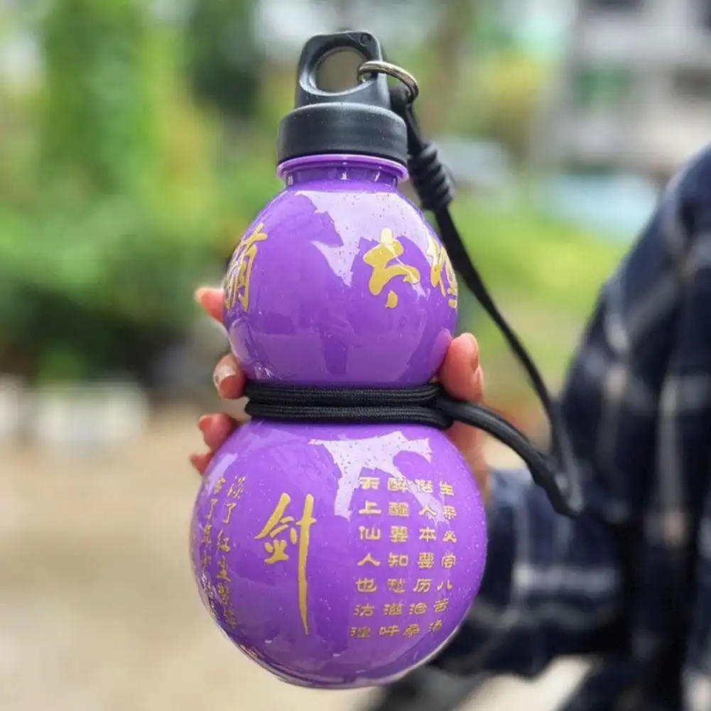 Traditional gourd bottle final product view with all accessories assembled for complete experience.