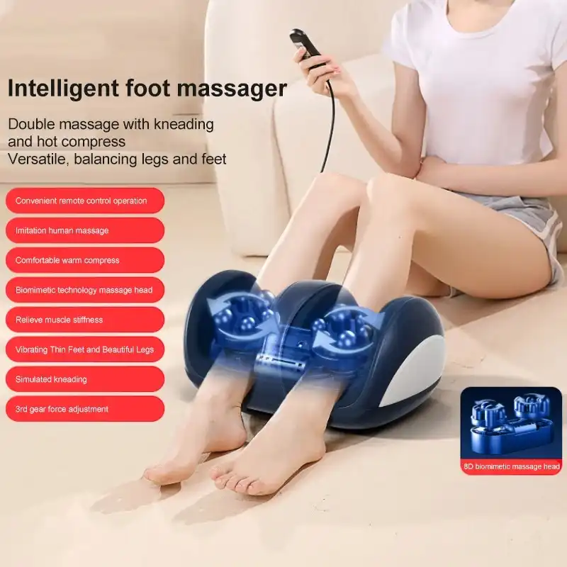 Electric foot massager for calf relief, top-down view..