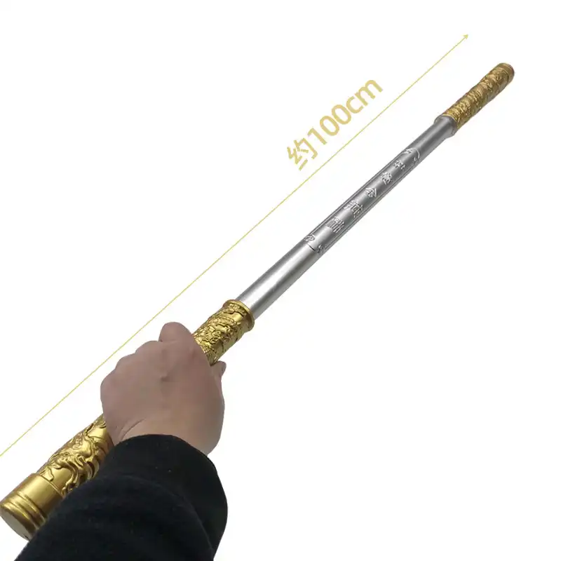 Close-up of Golden Cudgel staff handle and grip texture showing PU foam construction quality.