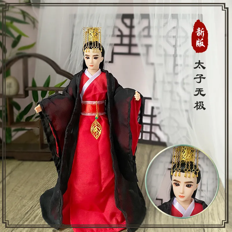 Ancient Chinese warrior doll with authentic traditional outfit and 3D realistic eyes close-up.