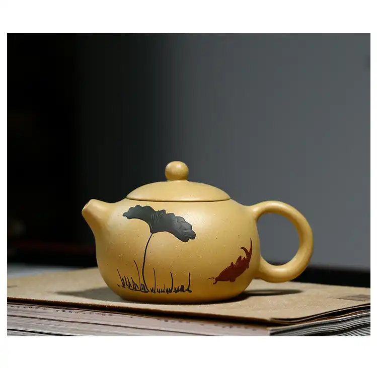 Authentic raw ore purple clay Xi Shi teapot showing traditional Chinese craftsmanship details.