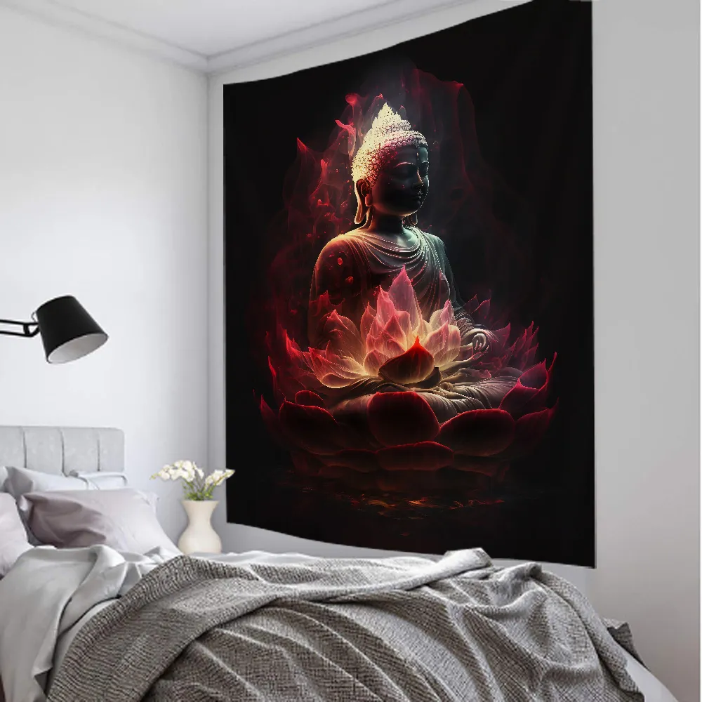 Buddha tapestry multiple sizes comparison wall hanging dimensions home decoration options.