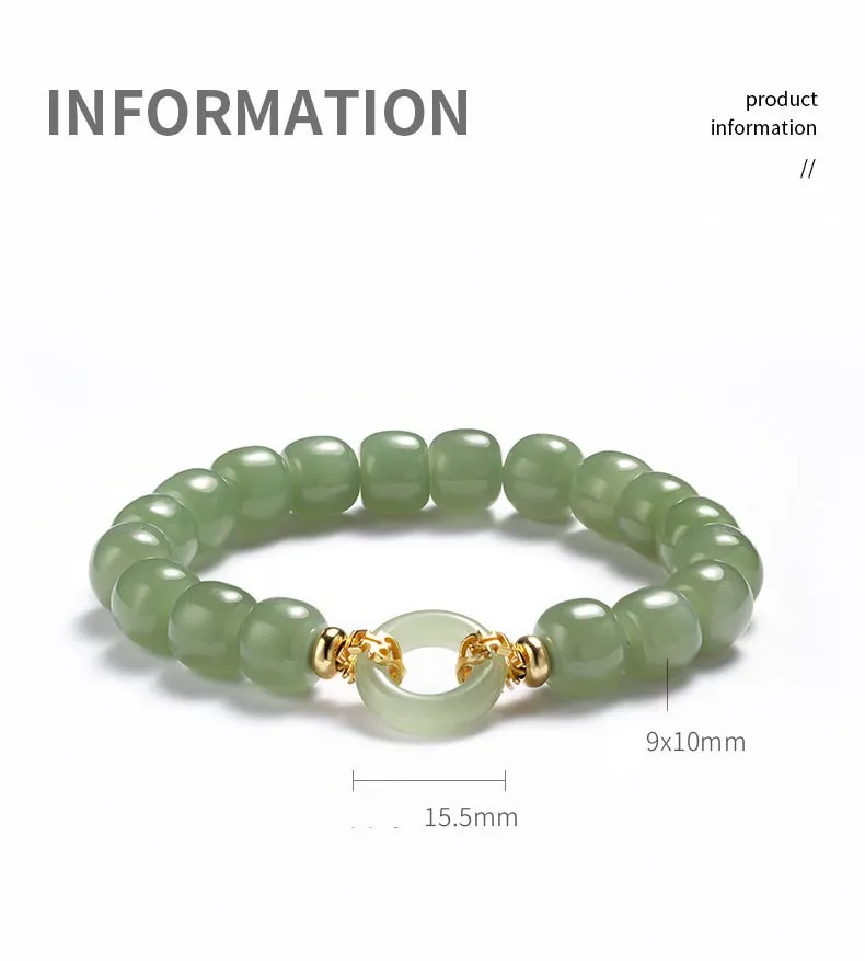 Comparison of 8mm and 10mm jade bead sizes available in the natural stone bracelet collection.