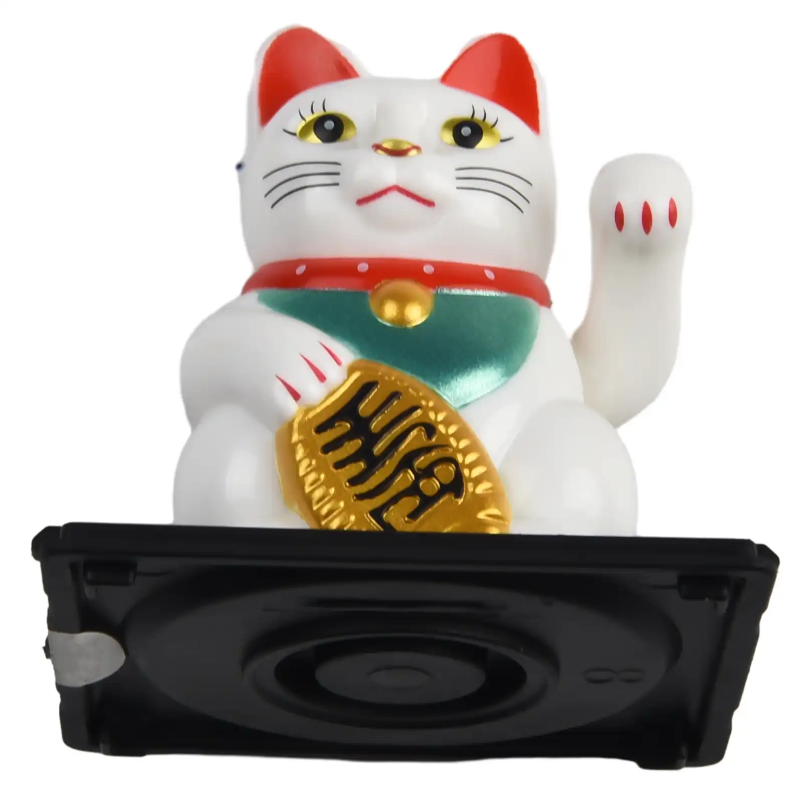 Gift box packaging of solar powered lucky cat dashboard decoration.