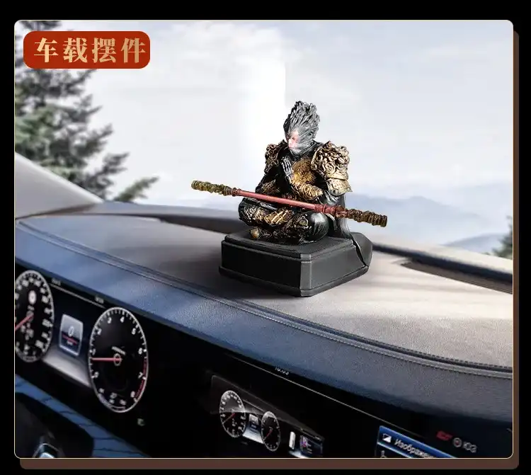 Side view Black Myth Wukong figure showing intricate armor details and traditional styling elements.