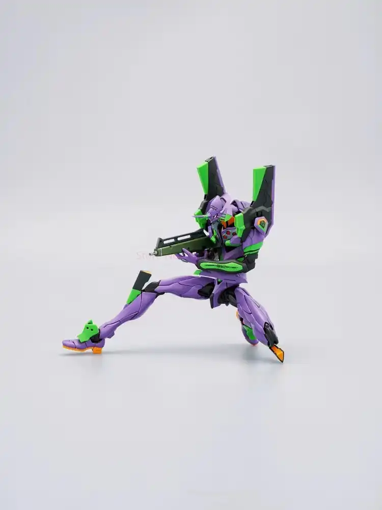 Eva-01 model kit with detailed PVC parts, angled close-up..