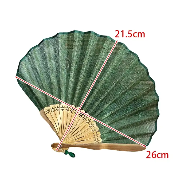 Curved bamboo ribs detail highlighting quality construction and unique shell fan architecture.