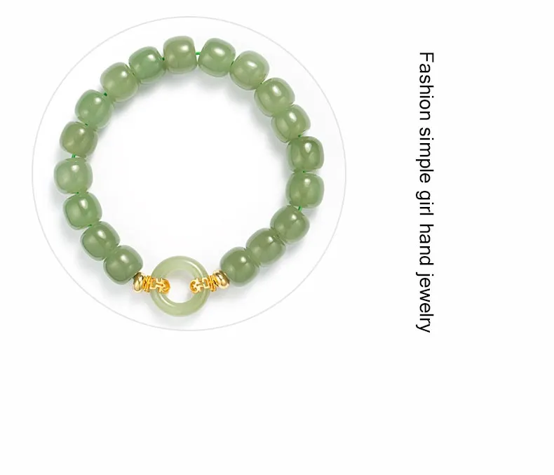 Premium 925 silver elements combined with natural jade beads in vintage bracelet design.