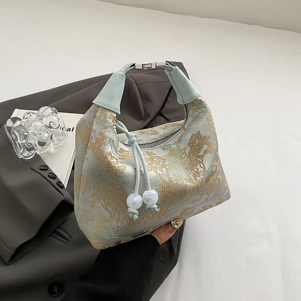 Side profile showcasing bag thickness and soft construction quality.