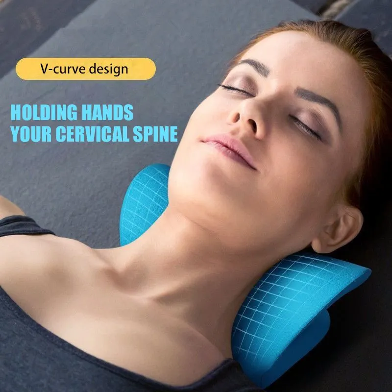 Side profile showing how device creates space between cervical vertebrae during use.