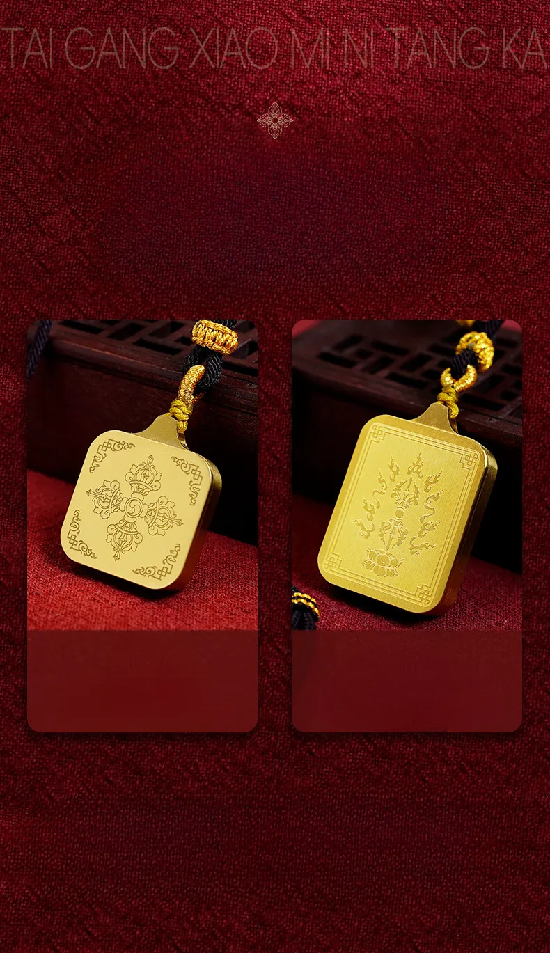 Titanium steel Tibetan Thangka talisman necklace with God of Wealth pendant design.