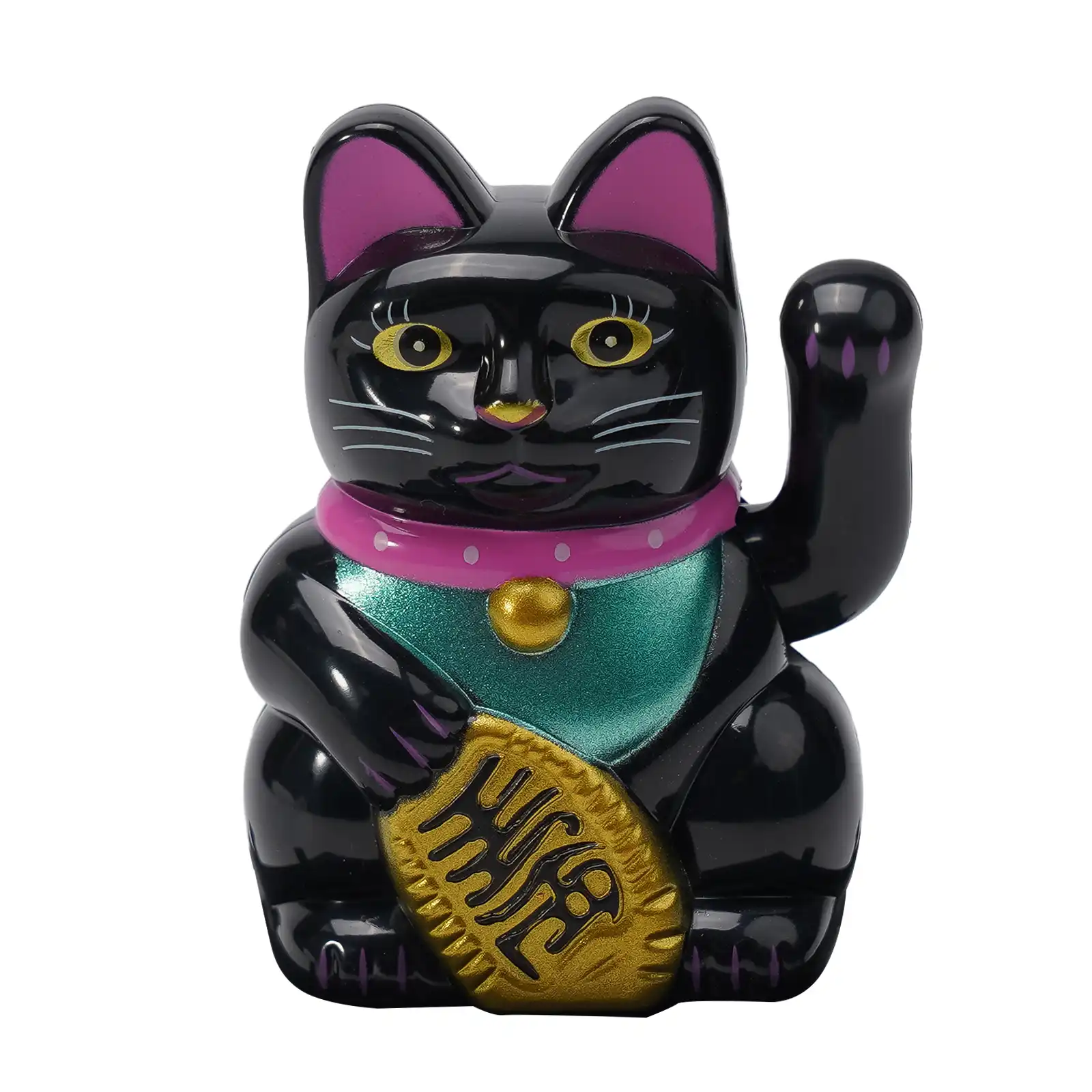 Lucky cat ornament creating positive feng shui energy in car interior space.