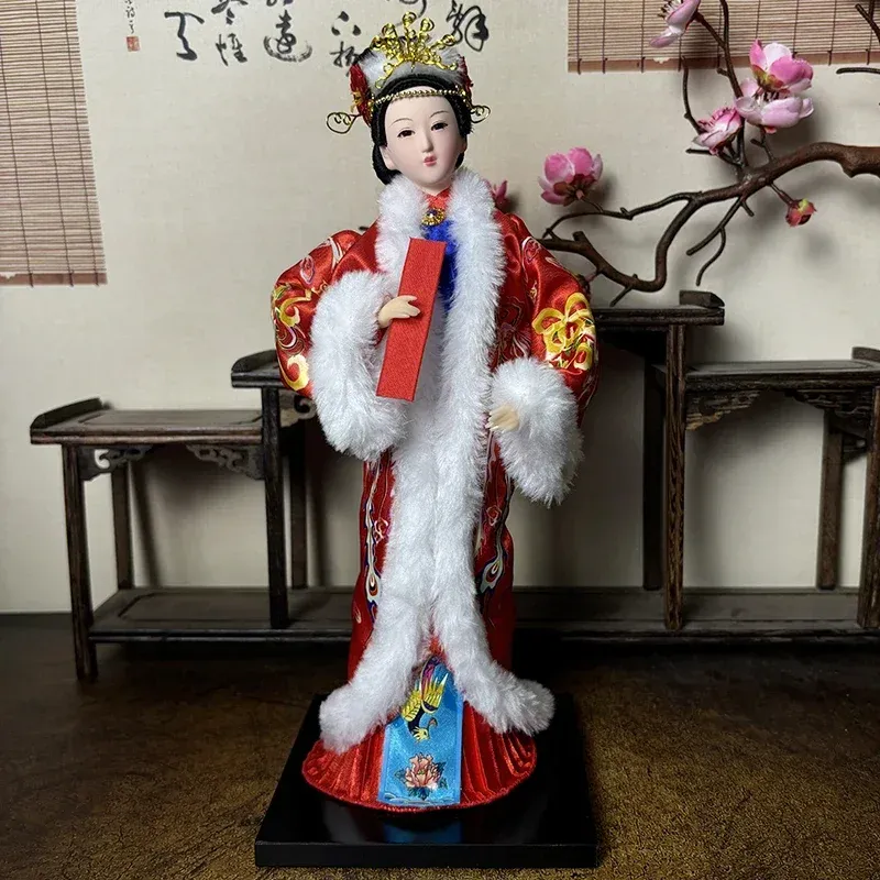 Traditional Beijing opera props and accessories included with Chinese cultural doll.