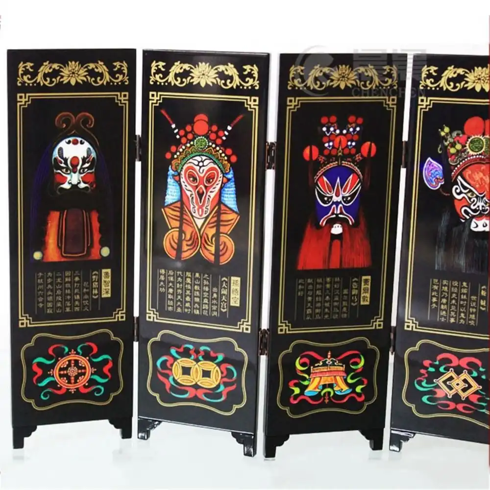 Living room interior with Chinese screen ornament creating elegant spatial division.