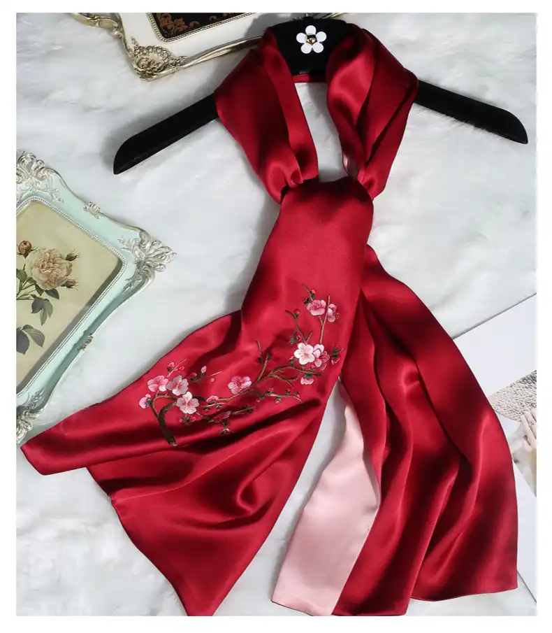 Suzhou embroidery scarf lifestyle shot showing elegant draping and sophisticated styling.