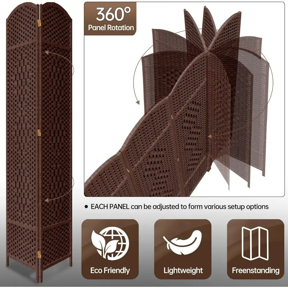 360-degree rotation hinges demonstrating flexible configuration options for room divider setup.