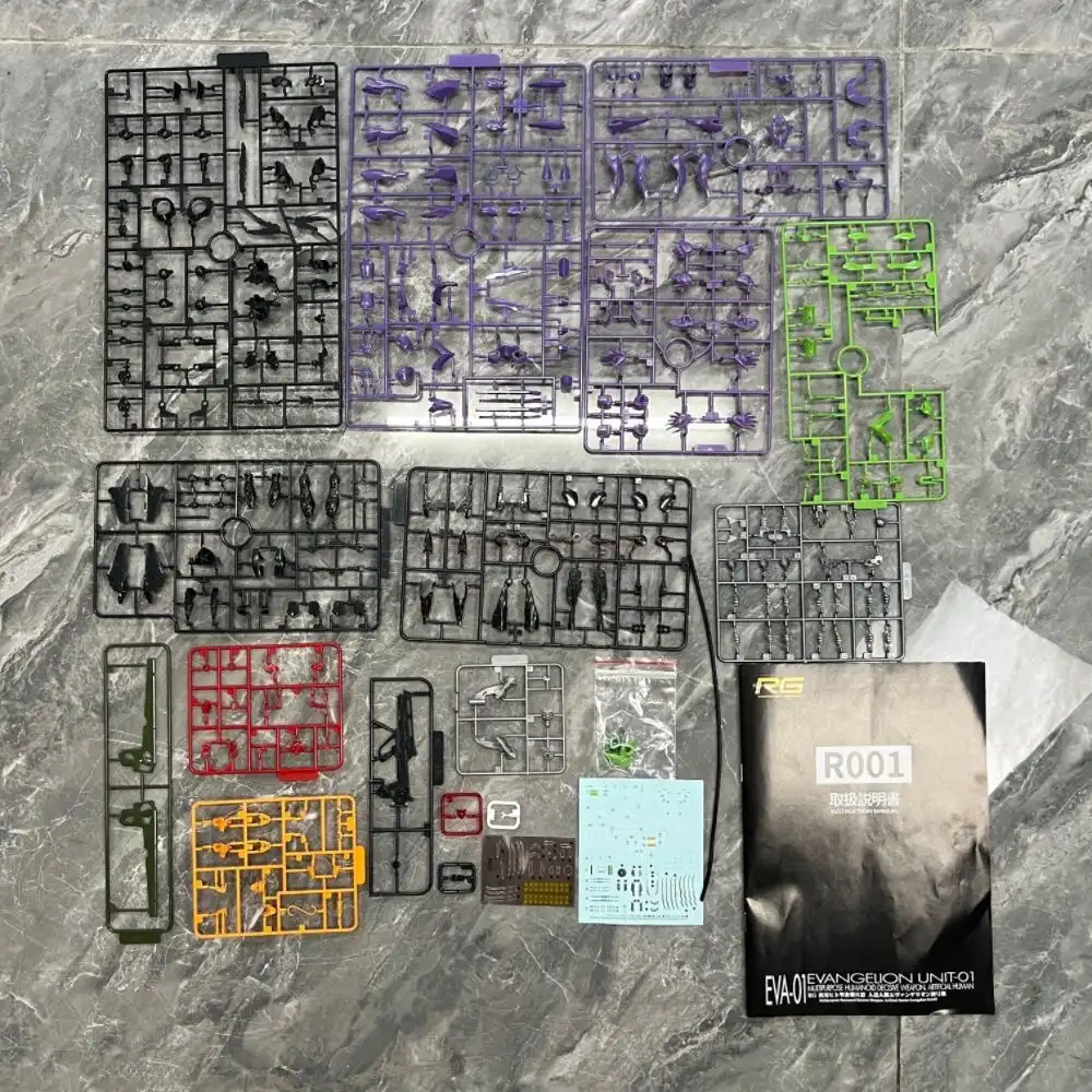 Evangelion 01 anime kit, displayed on shelf with box..