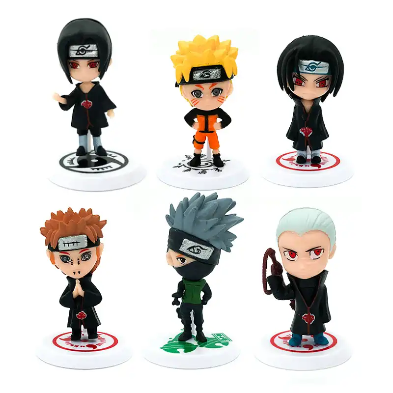 Naruto mini figure set with Sasuke, Gaara, Madara, front view..