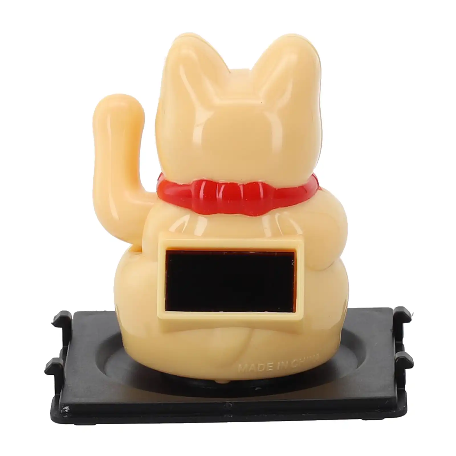 Professional product photography of solar lucky cat against white background.