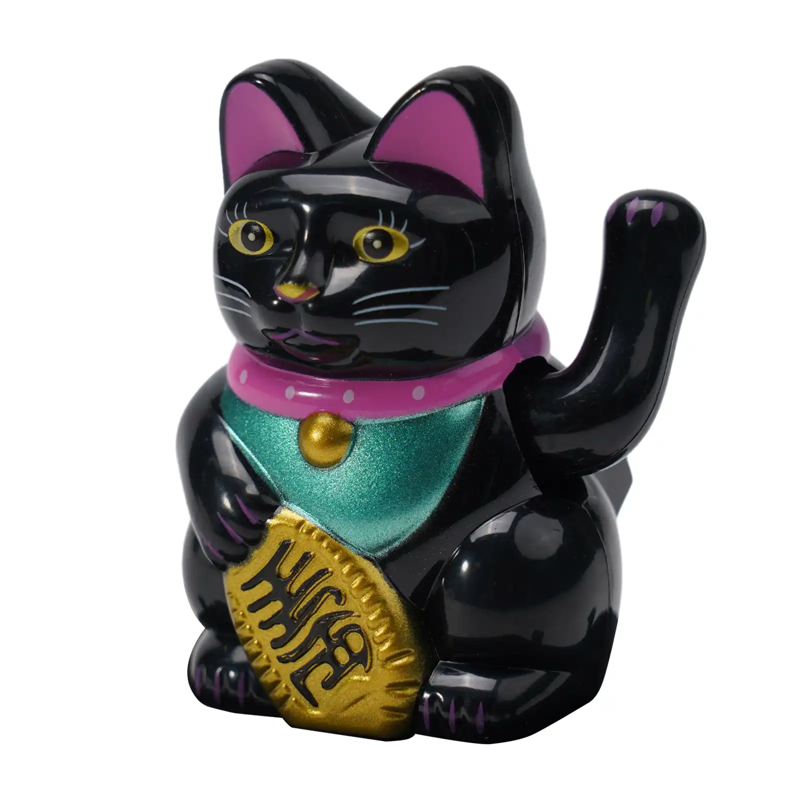 Solar powered lucky cat dashboard decoration in packaging ready for shipping.
