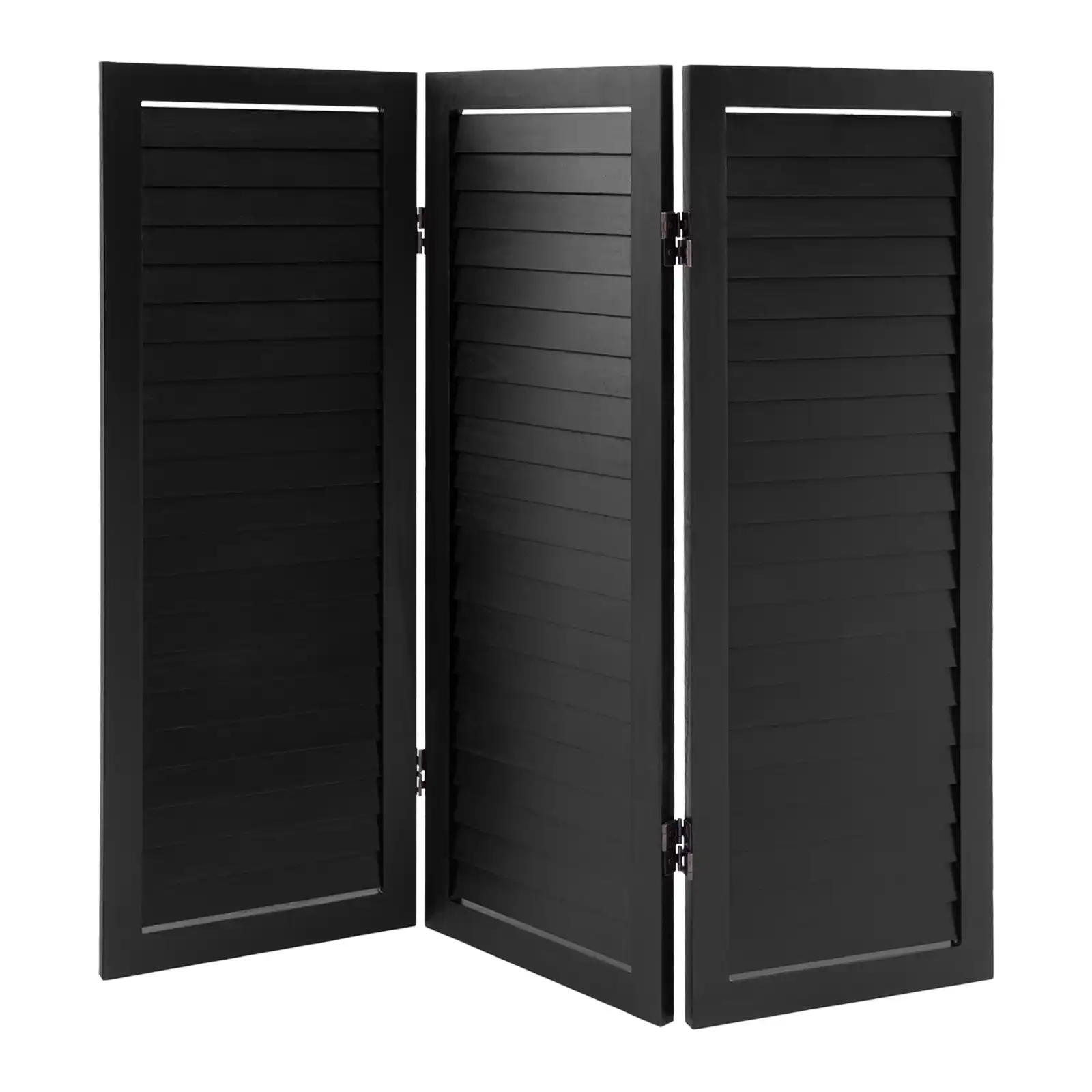 Chinese screen divider used as bedroom privacy partition with elegant shutter design.