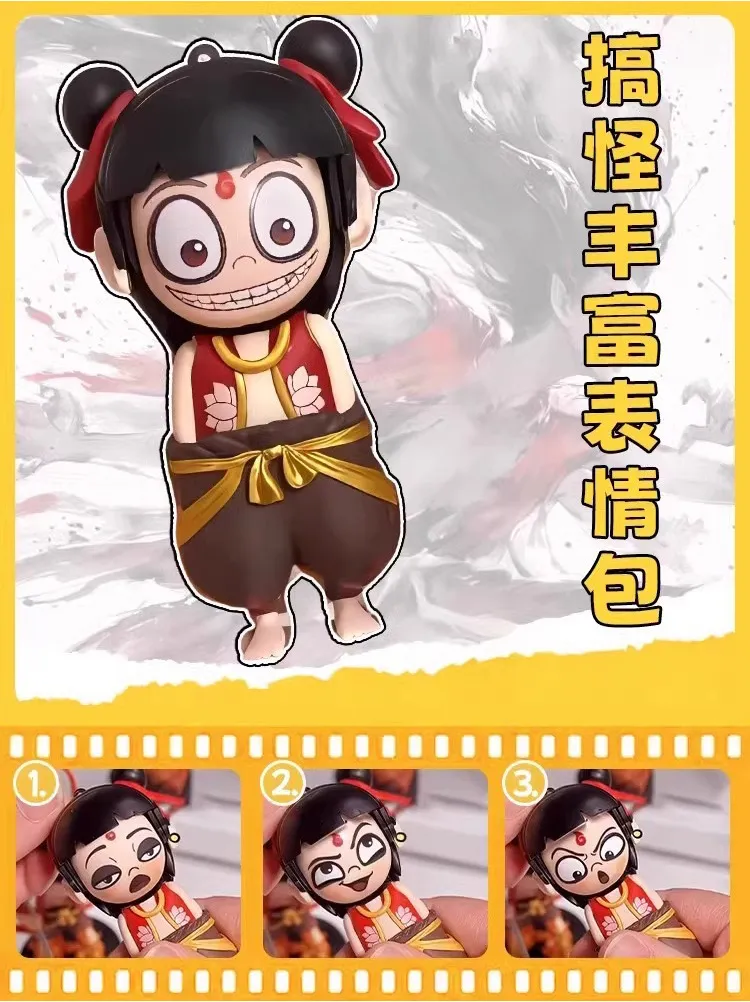 Bian lian mask transformation demonstration with Nezha doll revealing different colorful opera faces