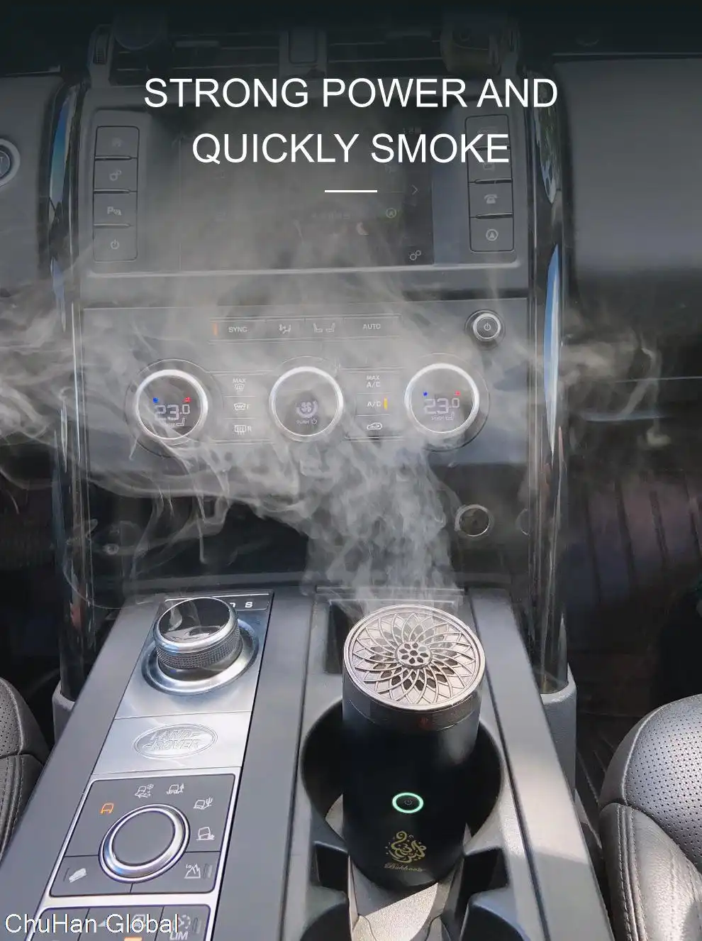 USB Type-C electric incense diffuser demonstrating wireless operation and 2000mAh battery life.