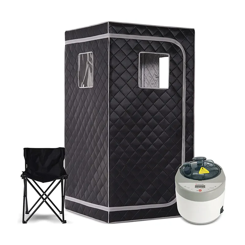 Quick 5-minute assembly process of portable steam sauna tent with double-headed zippers.